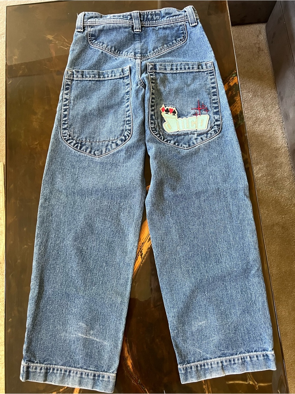 JNCO Blue Relaxed Fit Jeans with Back Pocket Logo